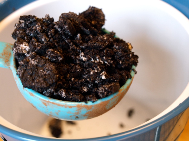Crushed Oreos for Dirt Cake Assembly